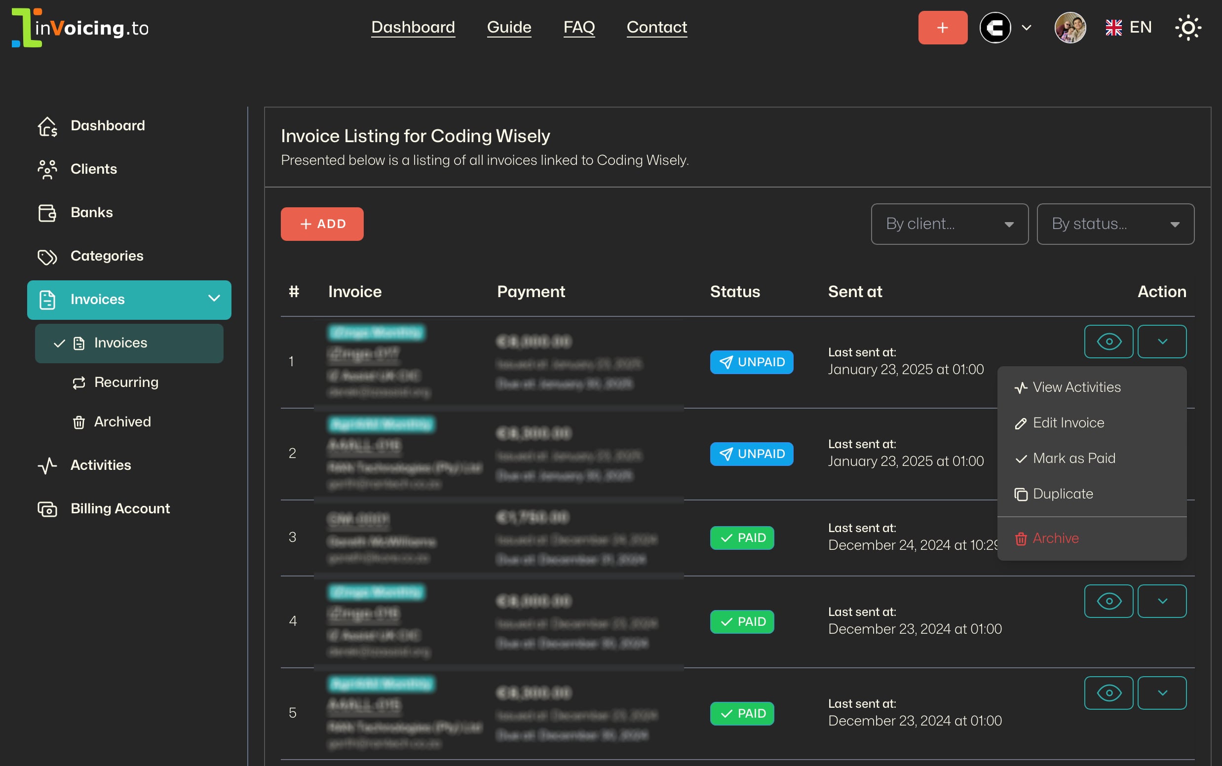 Invoicing.to - simple and effective invoicing manager tool